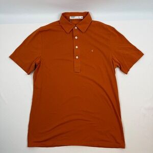 CRIQUET Men's Orange Slim Fit Pima Cotton Spandex Short Sleeve Polo Shirt Medium